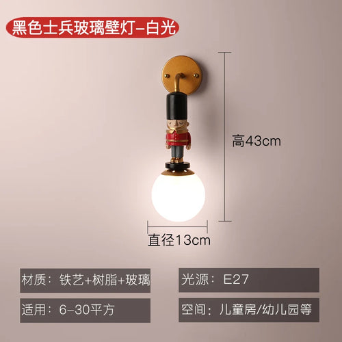 Decorative children's wall light cartoon American soldier - vue 10 sur 11