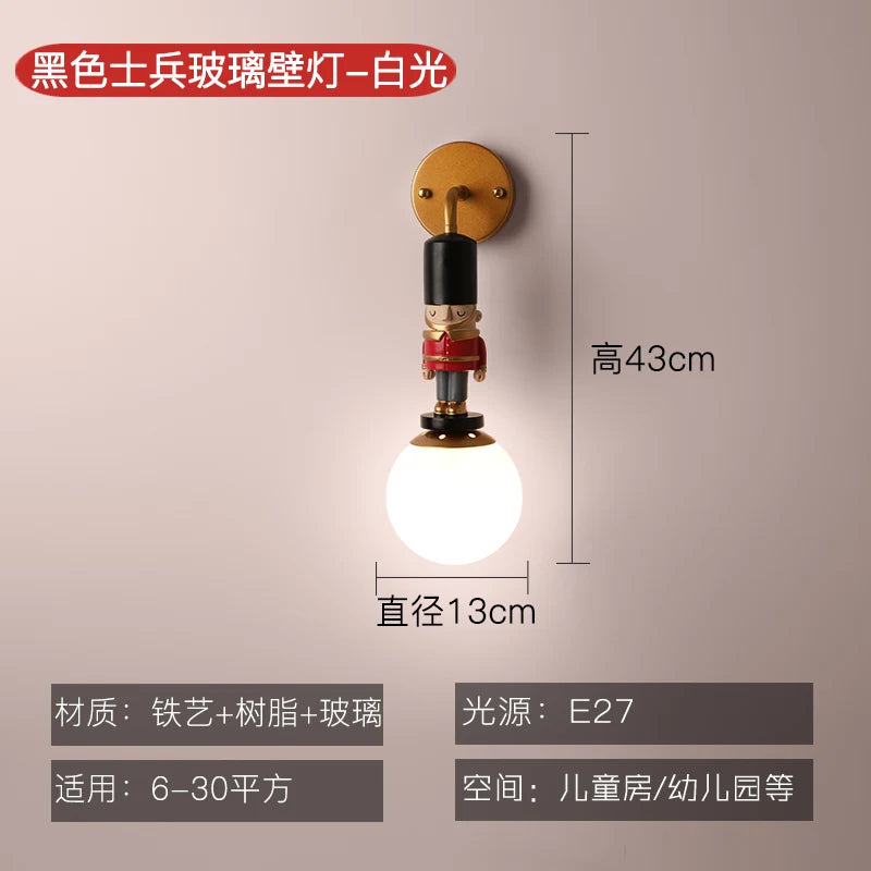 Decorative children's wall light cartoon American soldier - vue 9 sur 11