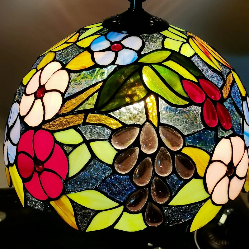 Tiffany style floral drop chandelier LED lighting for cafés and restaurants - vue 4 sur 6