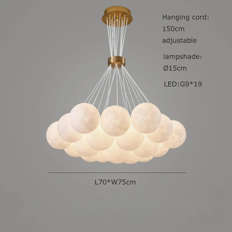 Modern height adjustable spherical planet LED chandelier for decoration