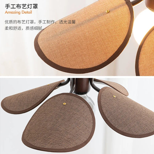 Vintage woven fabric chandelier Japanese style for artistic lighting - vue 4 sur 8