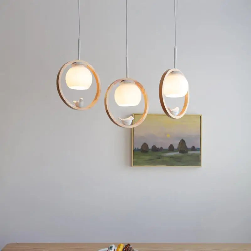 Modern wood pendant light with integrated LED