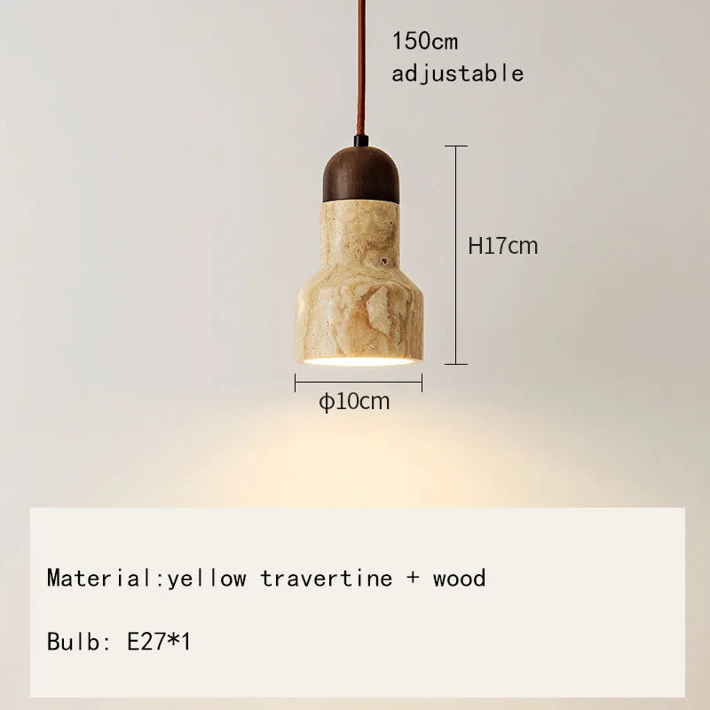 Natural stone LED pendant light with adjustable cord