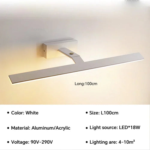 Modern waterproof LED wall light for mirror, rotatable and bright - vue 9 sur 14
