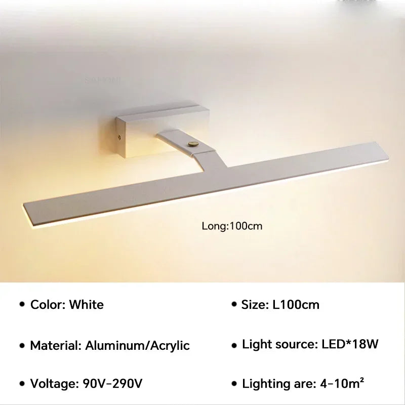 Modern waterproof LED wall light for mirror, rotatable and bright - vue 8 sur 14
