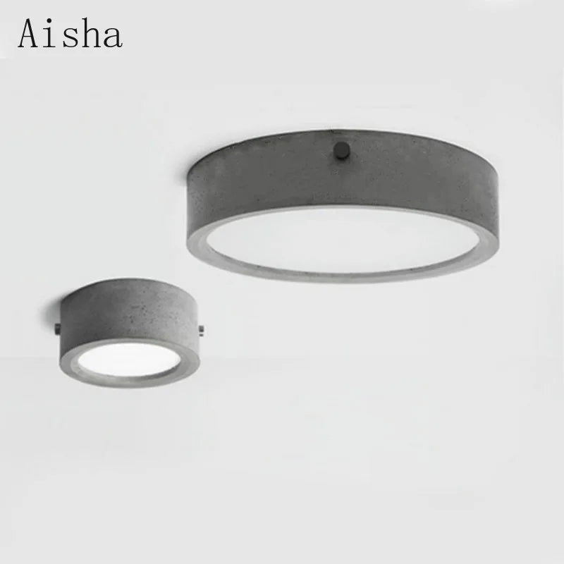 Round cement ceiling light for living room
