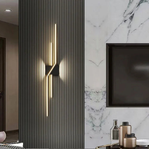Modern black and white LED wall light for indoor home lighting - vue 3 sur 14