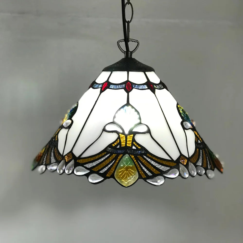 Tiffany stained glass chandelier Mediterranean style for elegant interiors - vue 6 sur 22