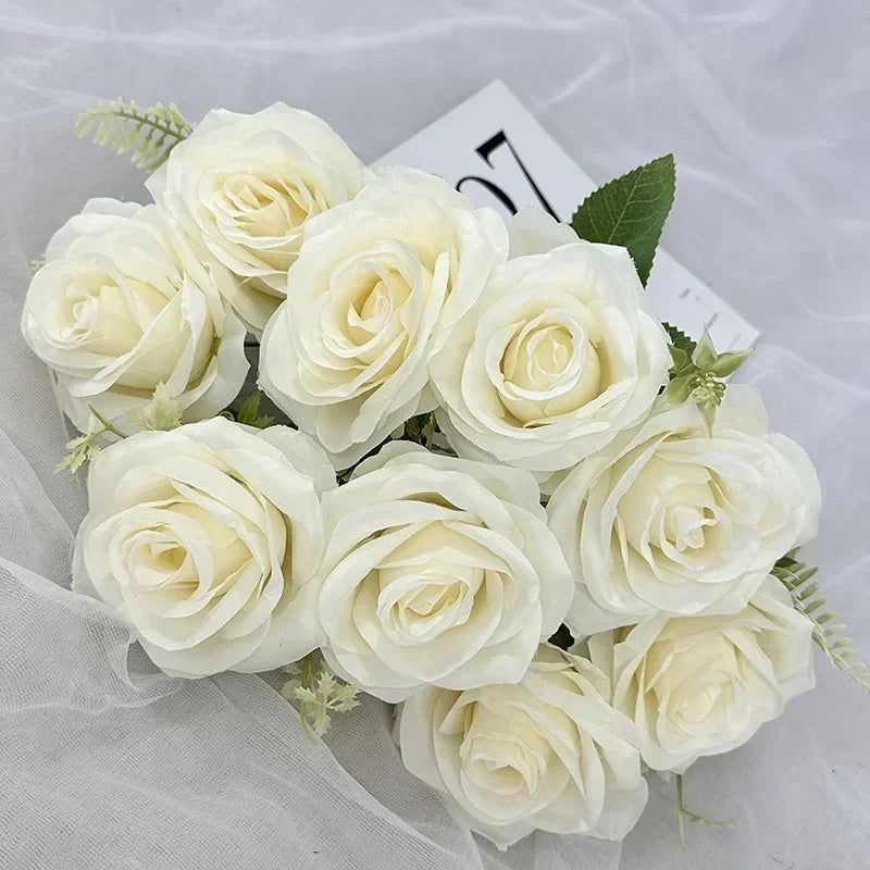 bouquet de roses artificielles en soie pour décoration de mariage