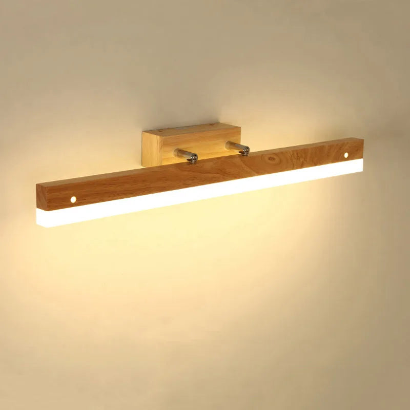 Nordic solid wood LED wall light for reading