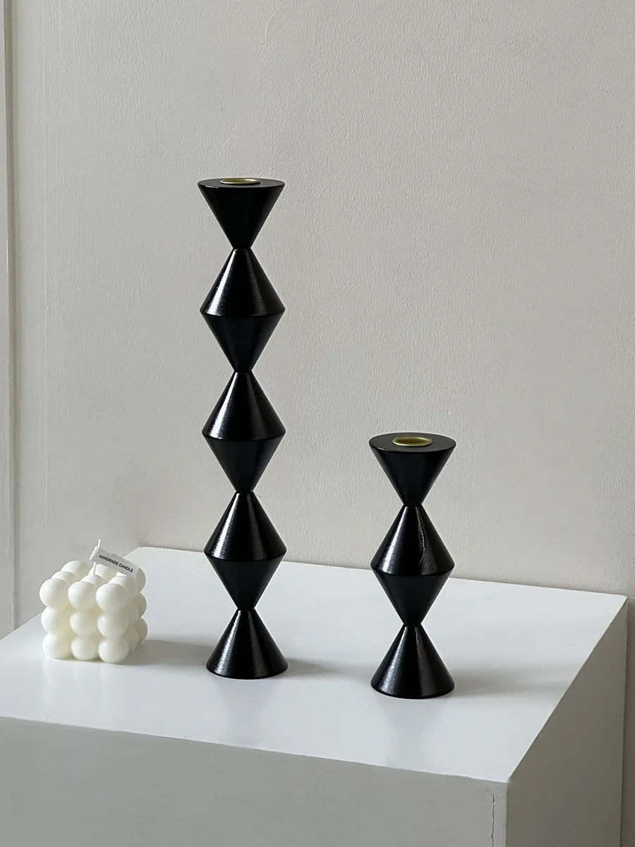 Vintage beech wood candle holders for interior decor and weddings