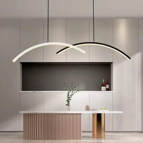 Modern LED chandelier with remote control and simple line - vue 2 sur 8