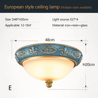 Round retro design LED ceiling lamps in European resin