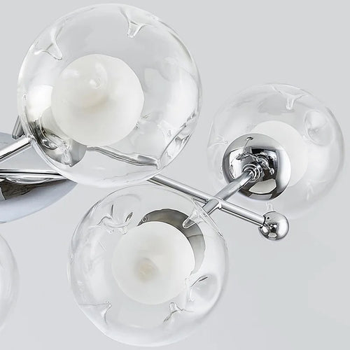 Clear glass Bauhaus style chandelier for hotel - vue 4 sur 9