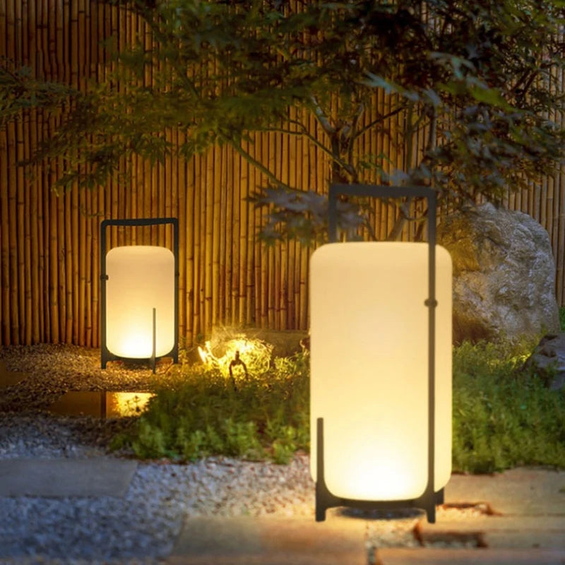 Modern acrylic solar floor lamp for indoor and outdoor use