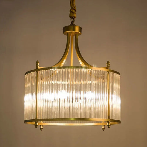 Modern copper chandelier with glass tubes, 2 models available - vue 6 sur 12