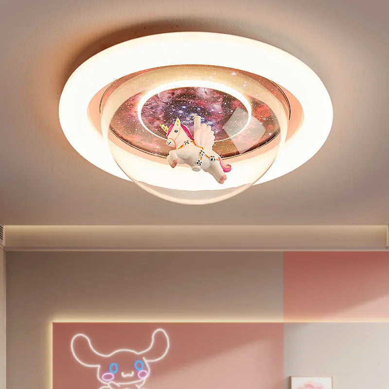 Unicorn cartoon ceiling light for children's bedroom