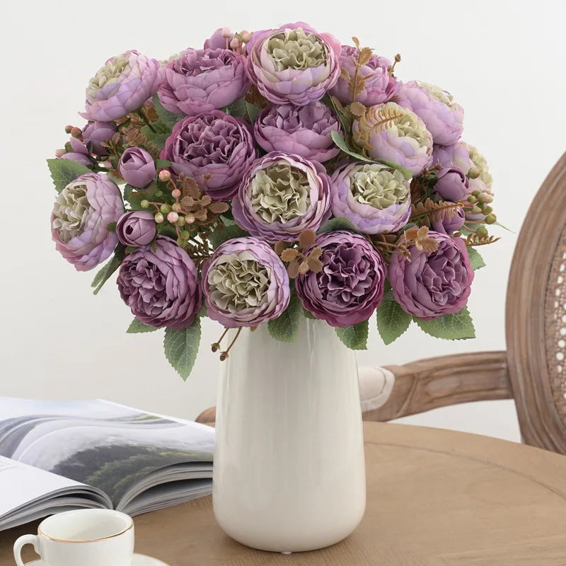 Silk peony bouquet for artificial decoration