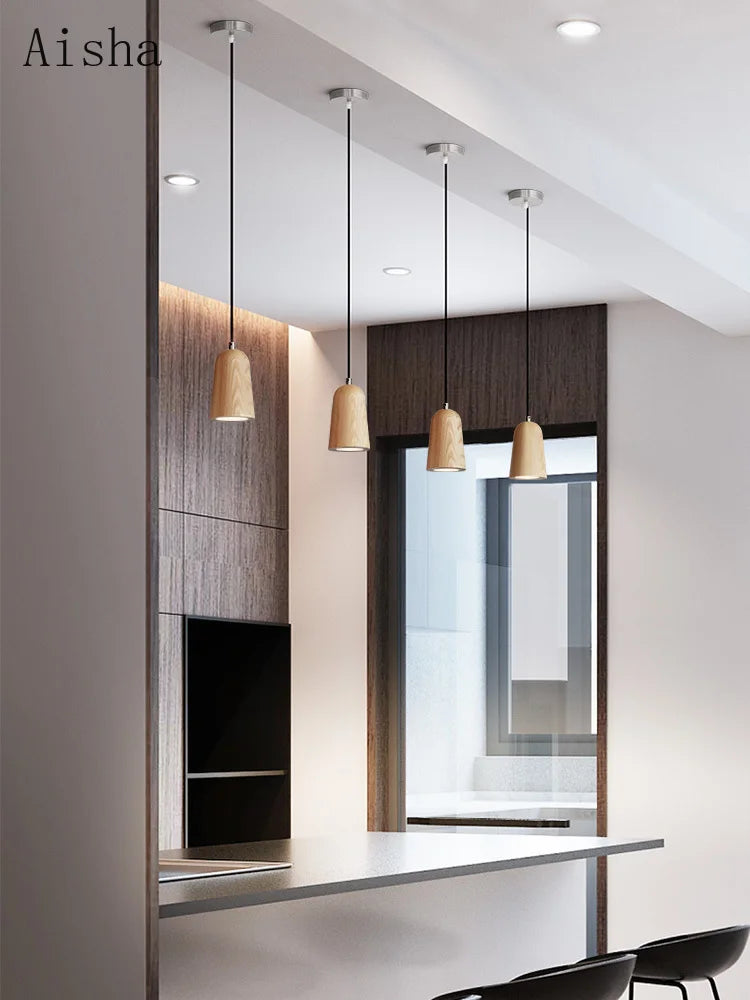 Solid wood Nordic pendant light for interior decoration