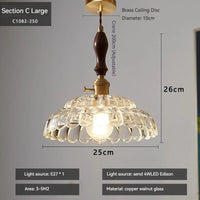 Nordic rustic glass pendant light with LED switch