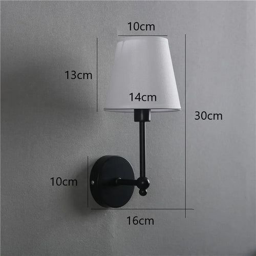 American retro wall light in black and gold linen