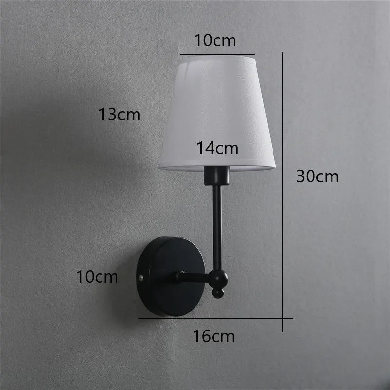 American retro black and gold linen wall light