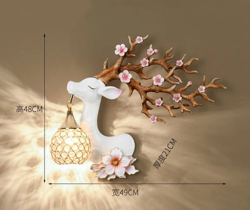 Modern resin wall light with Chinese style fortune deer