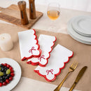 Vintage style embroidered napkin with lace edge