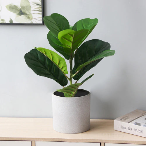 Faux ficus artificial tree tropical plastic plant for interior decoration - vue 3 sur 6