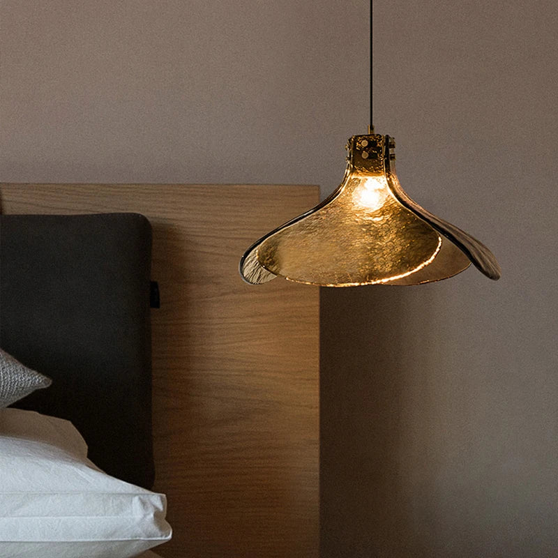 Retro glass LED petal chandelier for loft