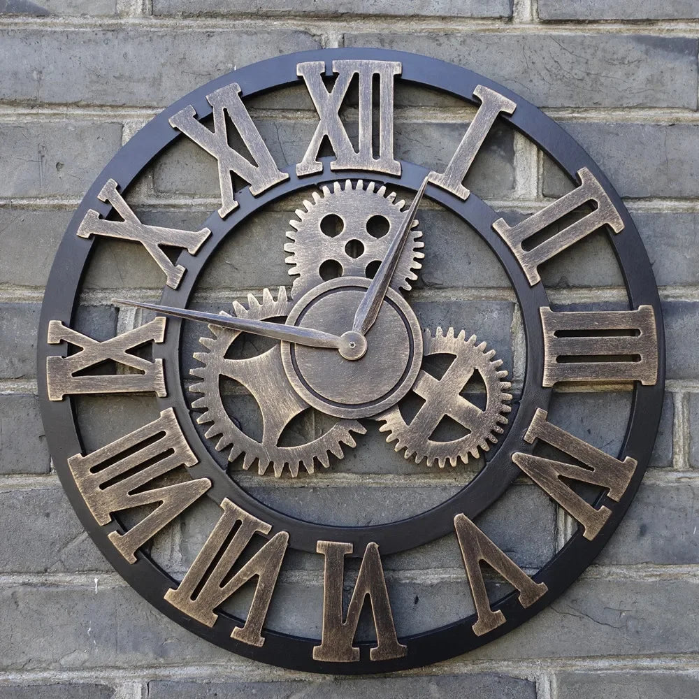 vintage wooden wall clock 3d retro design handmade decorative luxury