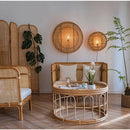 Rattan and Japanese bamboo wood wall lamp