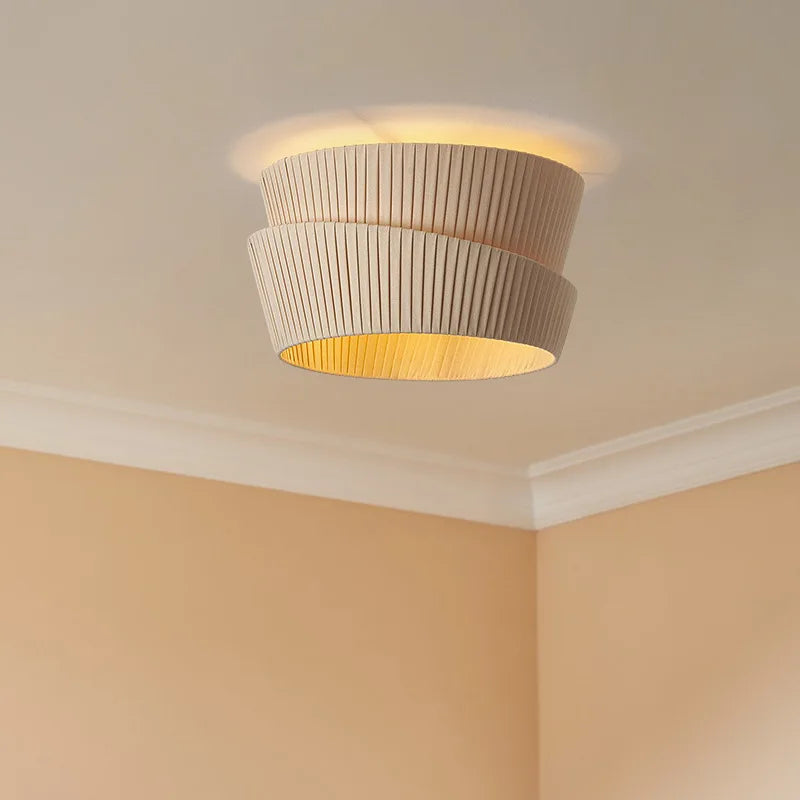 Minimalist handmade fabric chandelier wabi sabi style - vue 4 sur 14