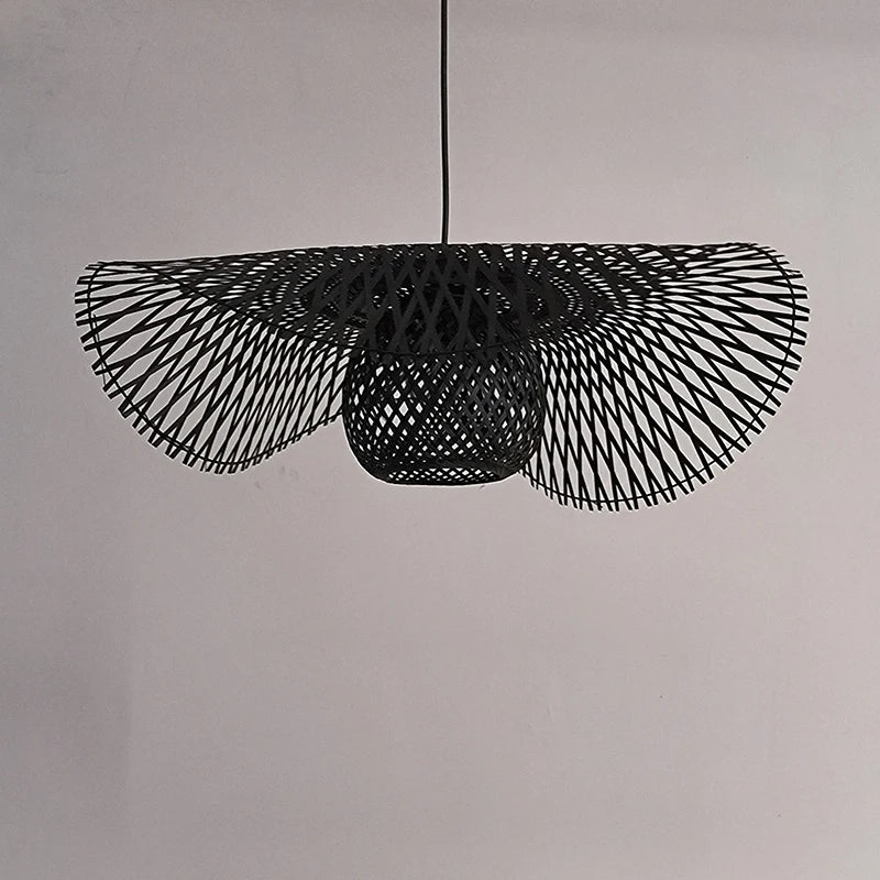 Chinese style LED E27 bamboo pendant lamp for tatami, dining room or restaurant - vue 3 sur 9