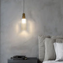 Modern glass and copper pendant light with 3 interchangeable cords