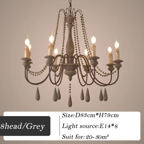 Retro wood chandelier for elegant interior decor - vue 11 sur 16