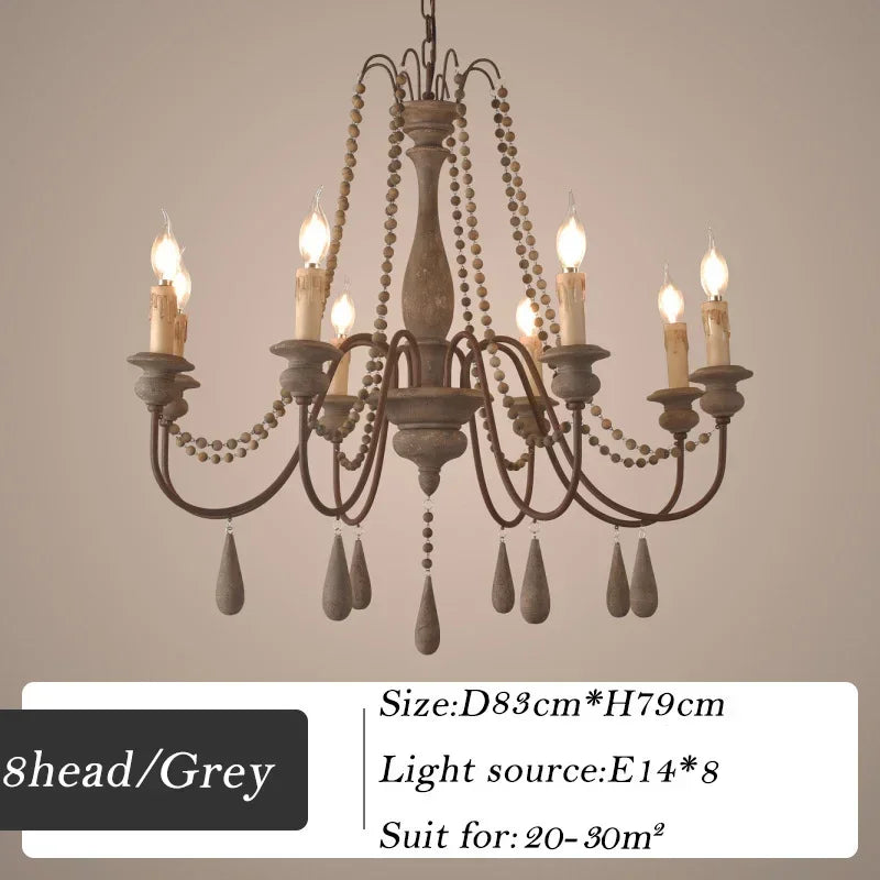Retro wood chandelier for elegant interior decor - vue 10 sur 16