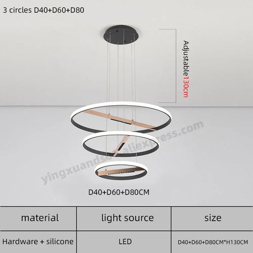 Modern round ring chandelier for indoor lighting - vue 10 sur 11