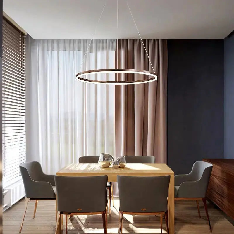 Minimalist Nordic round ring LED pendant lamps - vue 3 sur 9