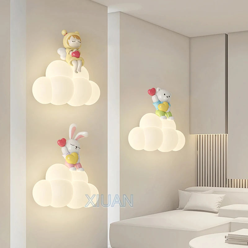 Creative children's LED wall lights in bear, angel and rabbit shapes