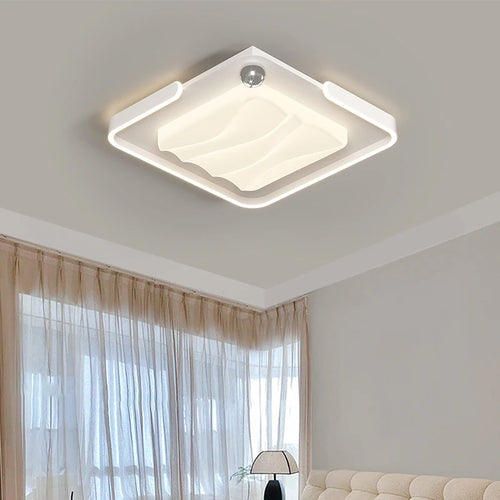 Modern French style LED ceiling light with remote control – warm indoor lighting - vue 2 sur 12