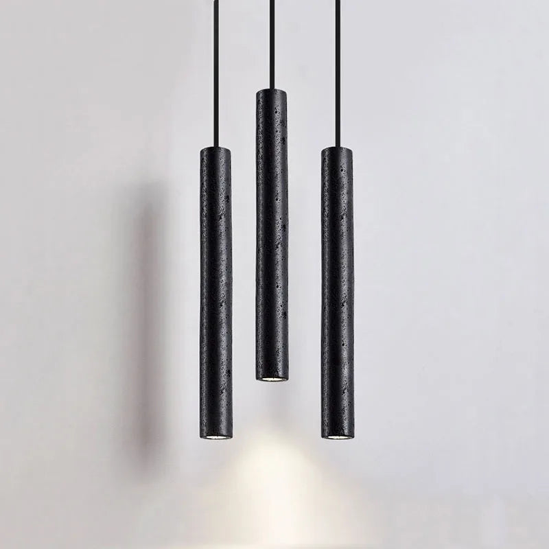 Ultra-slim LED pendant light in black hole marble minimalist modern