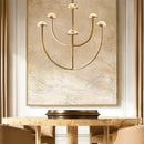 Spanish natural marble retro style copper and LED chandelier