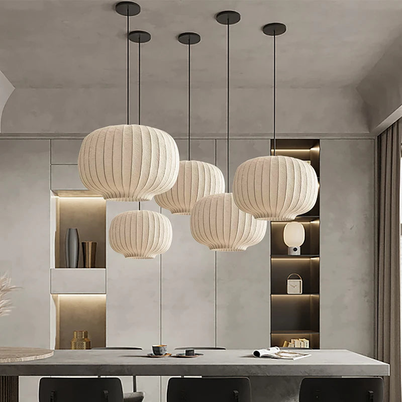 Nordic silk fabric pendant light for interior decor