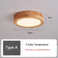 Nordic wood ceiling light for hallway, entrance, balcony, corridor or cloakroom – LED, 3 colour temperatures
