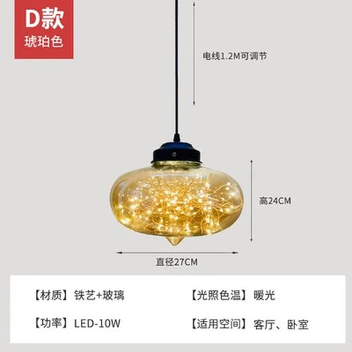 Nordic glass star chandelier for modern decor - vue 13 sur 24
