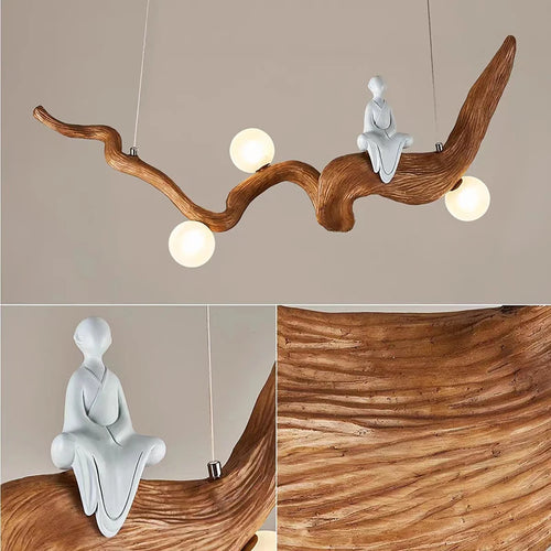 Zen resin pendant light in Chinese style for interior decor - vue 7 sur 7