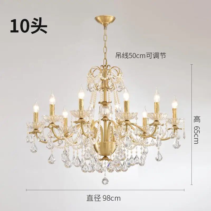 Modern gold chandelier with LED tube lighting and crystal - vue 7 sur 13