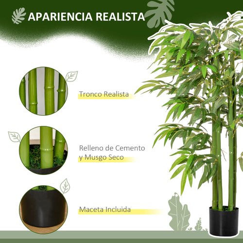 Bamboo flower pot with artificial reeds for indoor decoration - vue 4 sur 7