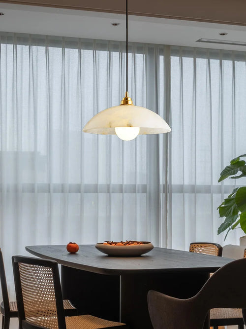 Minimalist marble and copper pendant light for modern interiors - vue 2 sur 13